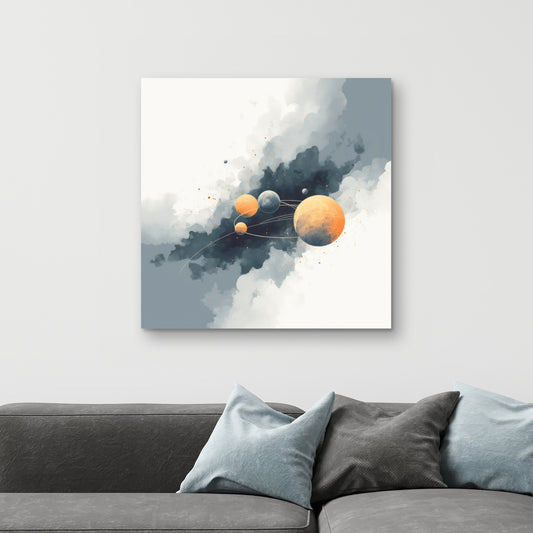 Circle of Planets - White Canvas Home Decor Wall Art