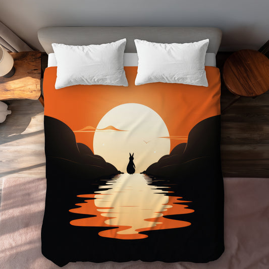 Running Away Black Duvet Cover for Elegant Home Decor