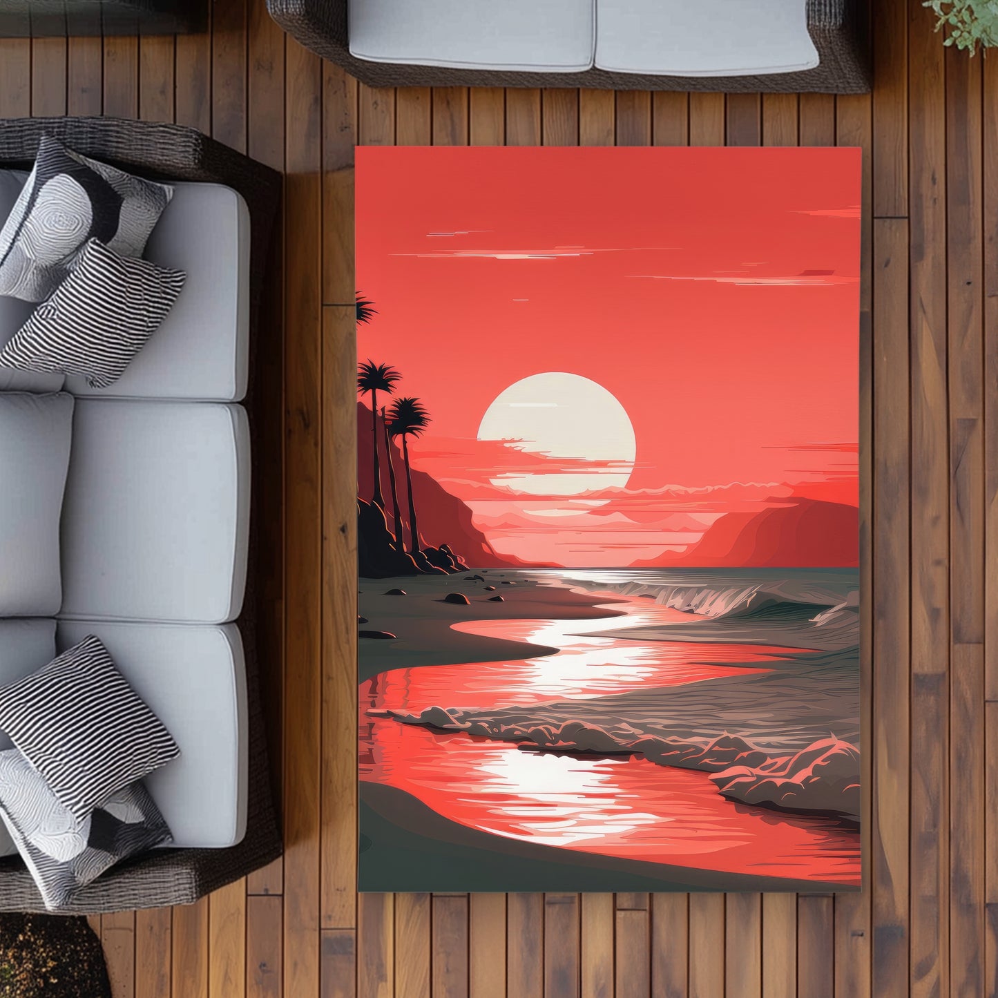 Blood Sun Red Outdoor Area Rug | Stylish Home Decor Accent