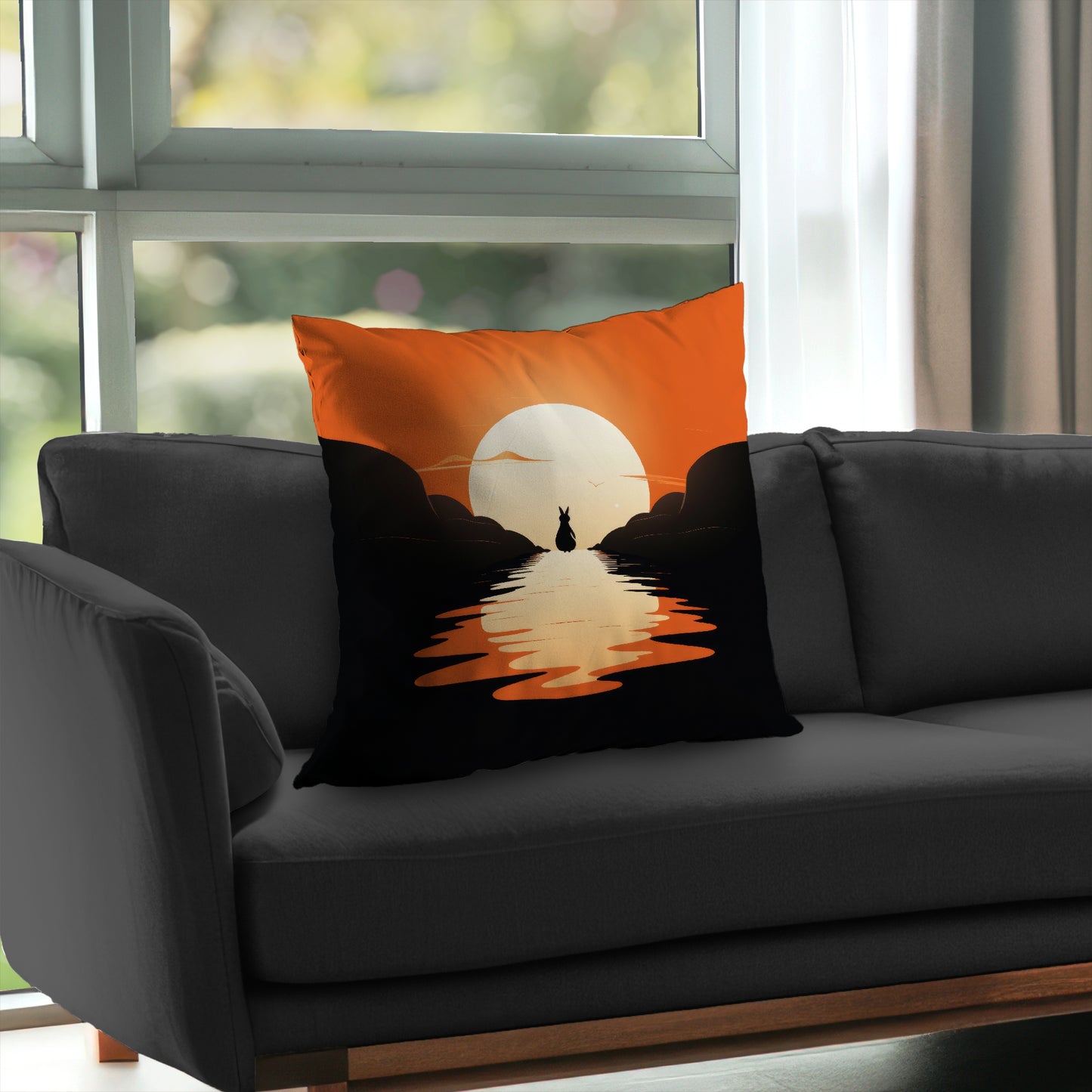 Running Away Black Poly Twill Throw Pillow - Home Decor Insert