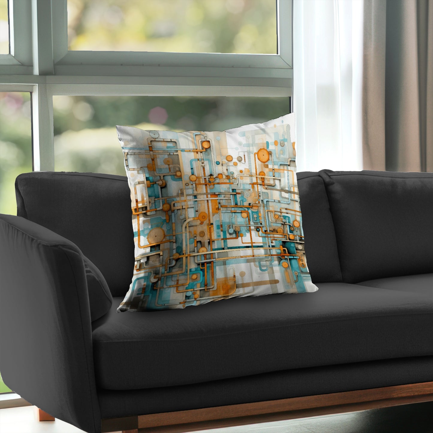 Like clockwork Turquoise Poly Twill Throw Pillow - Home Decor