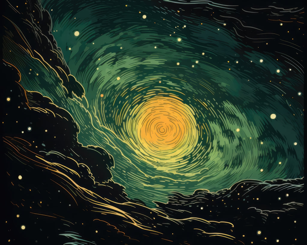 Turmoil in Space - Black Polyester Placemat for Home Decor