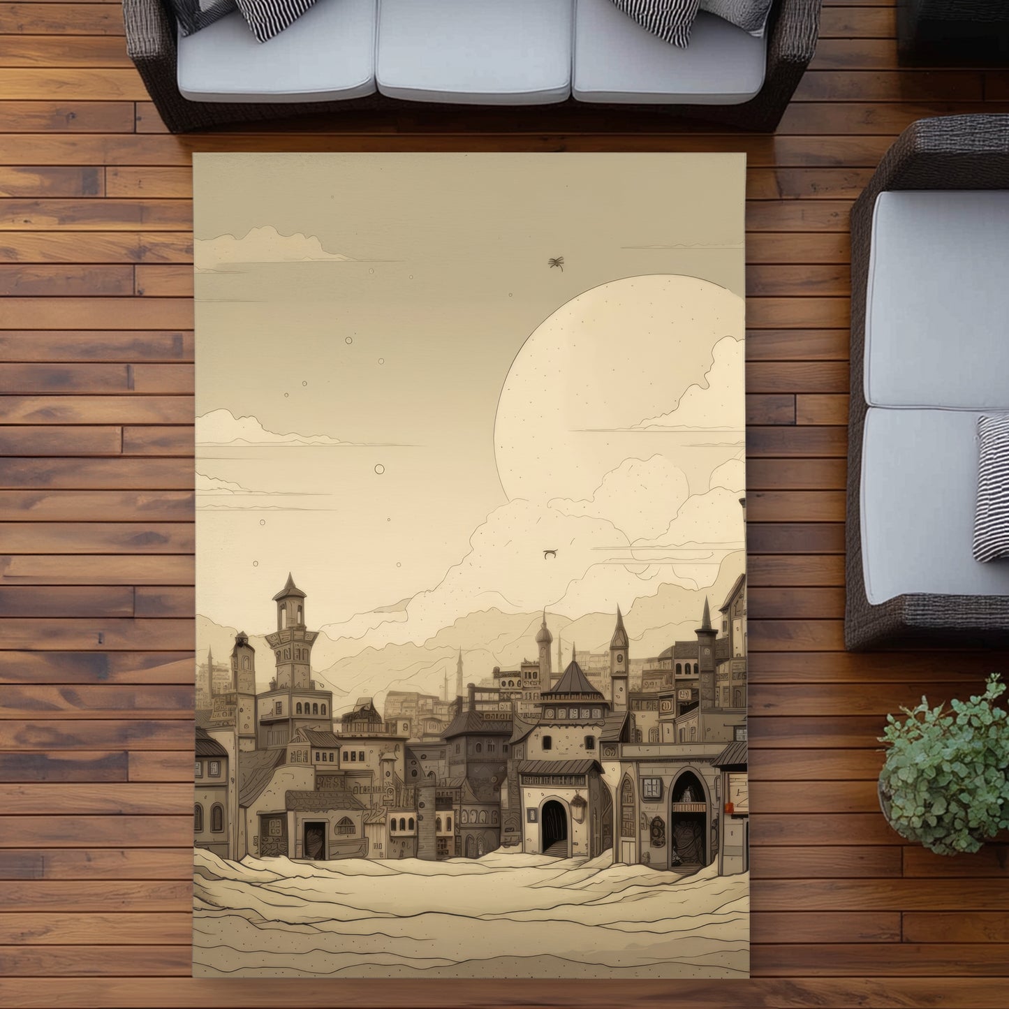 Desert Town Beige Outdoor Area Rug - Stylish Home Decor