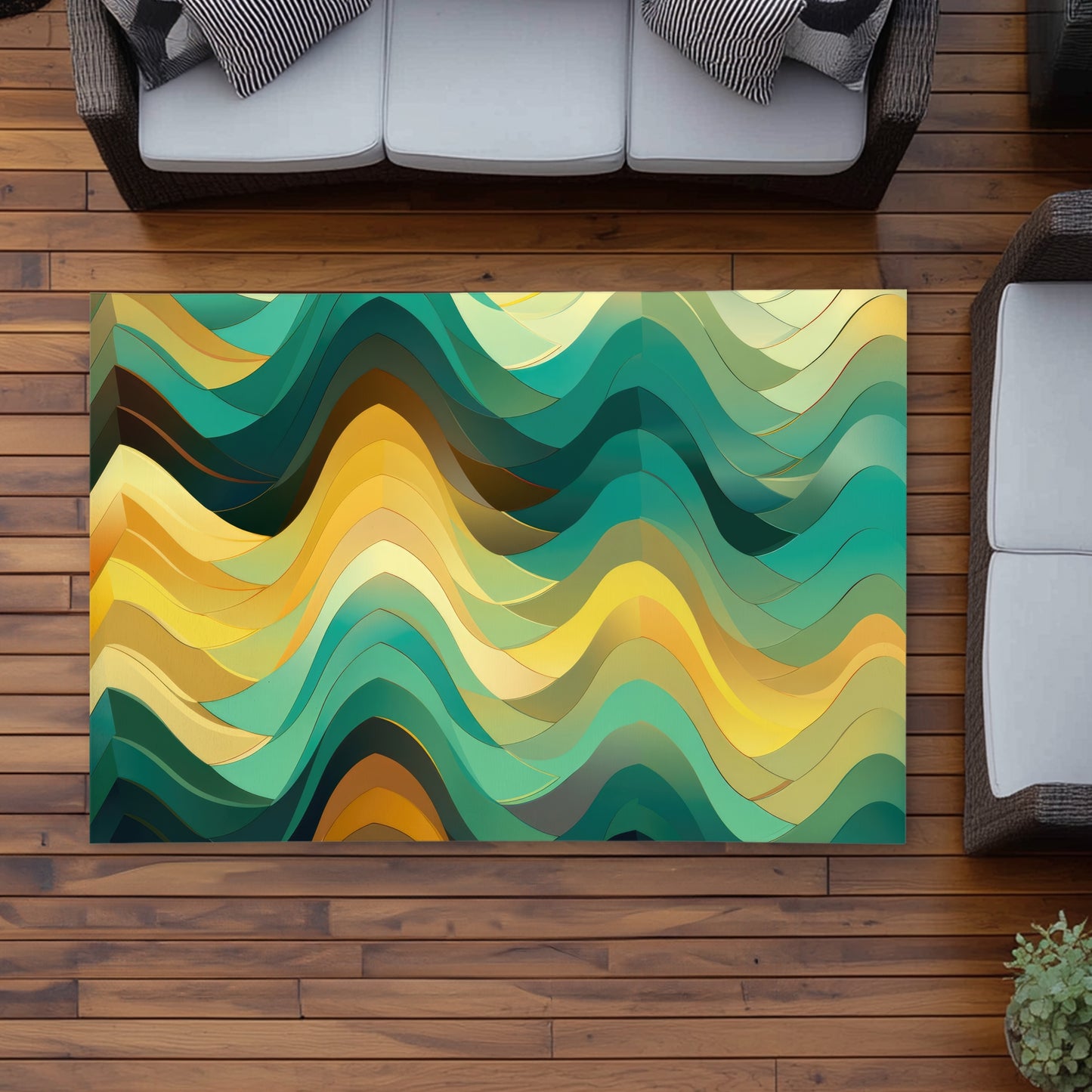 Jagged Luxury Yellow Outdoor Area Rug - Stylish Home Decor