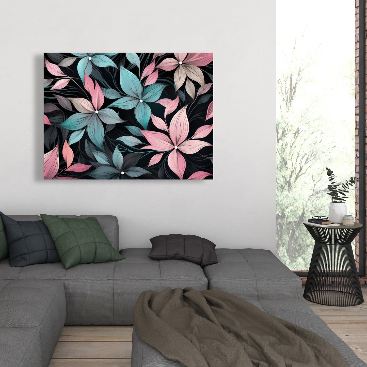 Desaturated flowers - 32"x32" Canvas