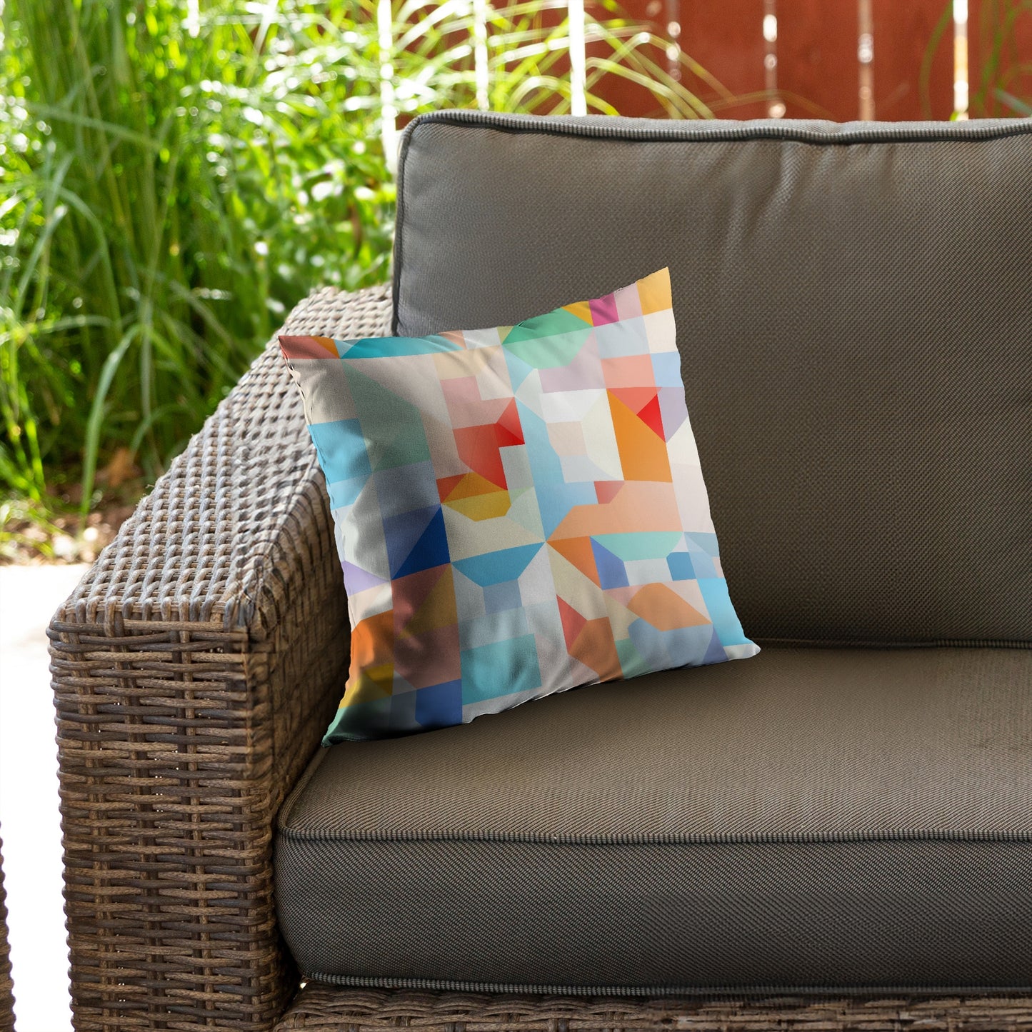 Geometric Cadence Orange Poly Twill Throw Pillow Insert | Home Decor