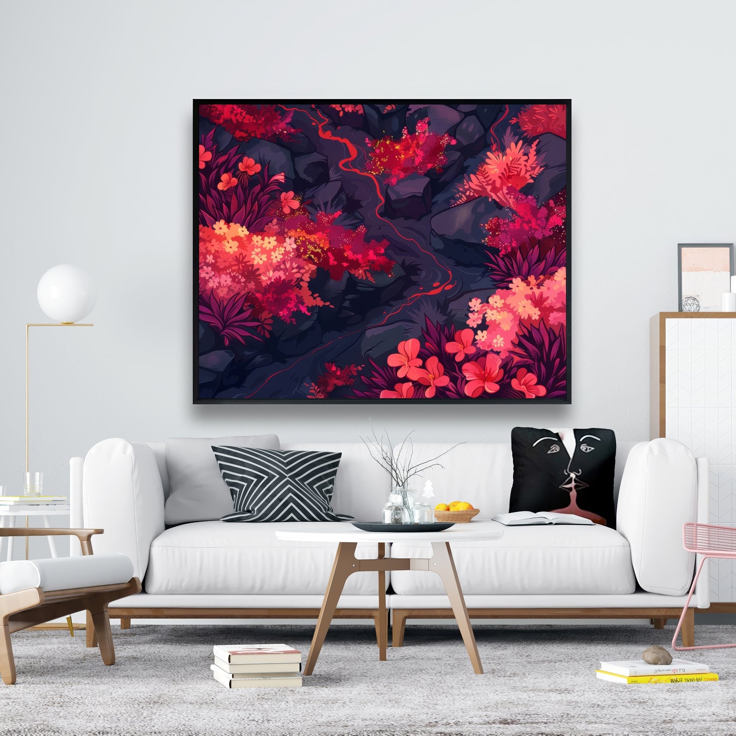 Burning plants - 36"x36" Framed canvas