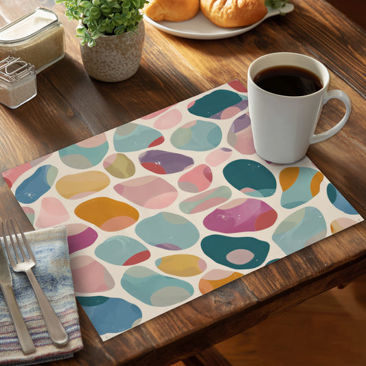 Dots and Bops - Blue Polyester Placemat for Home Decor
