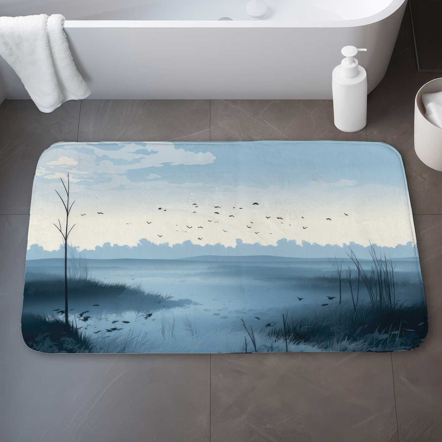 Tapis de bain gris marais du soir | Accessoire de décoration élégant