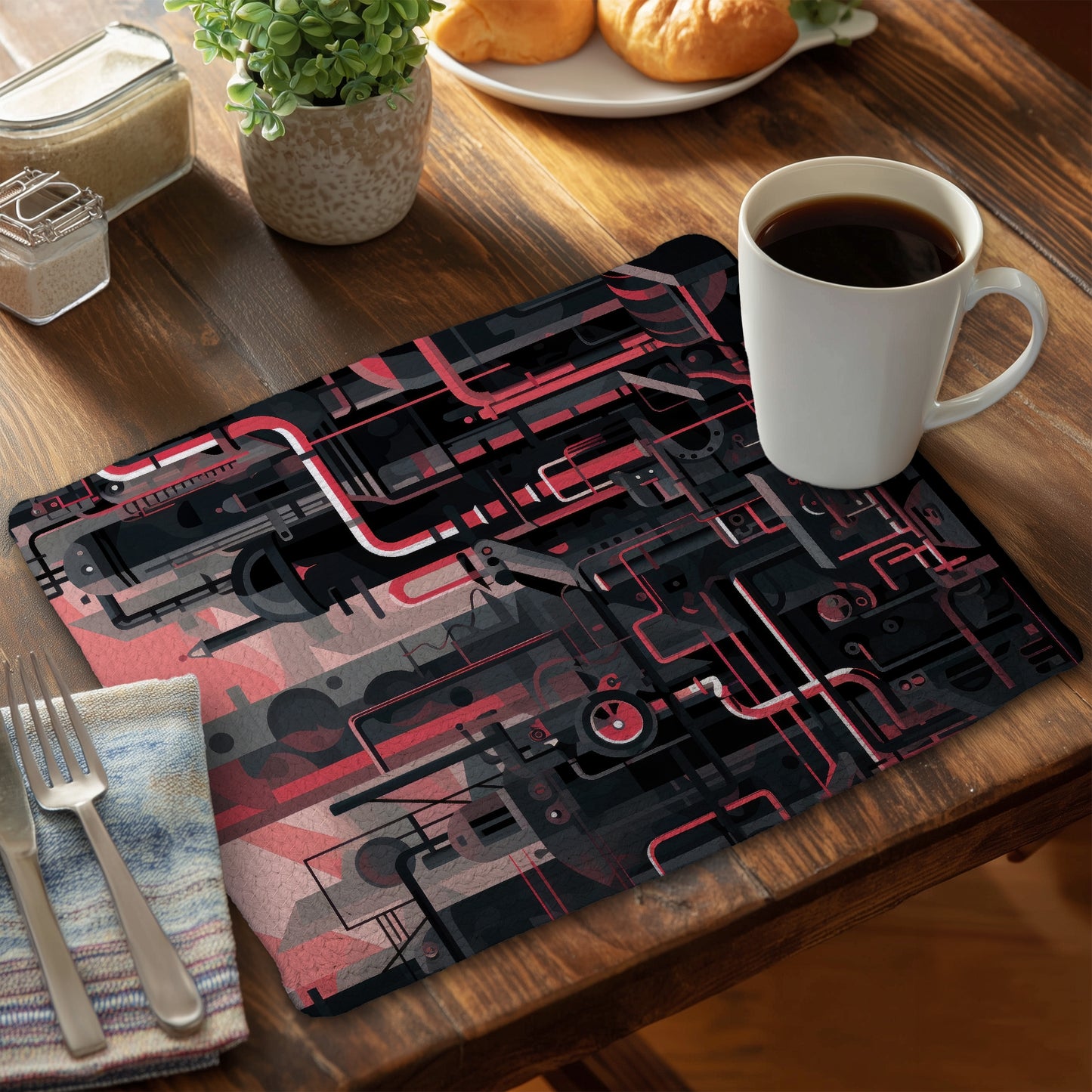 Industrial Empire Gray Braided Polyester Placemat | Home Decor