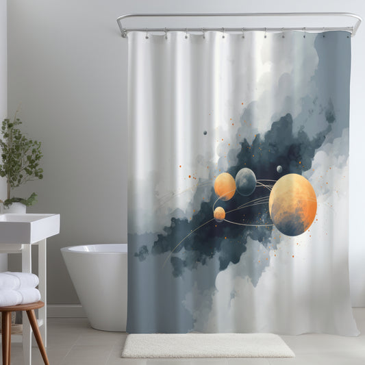 Circle of planets White Shower Curtain | Home Decor Accent