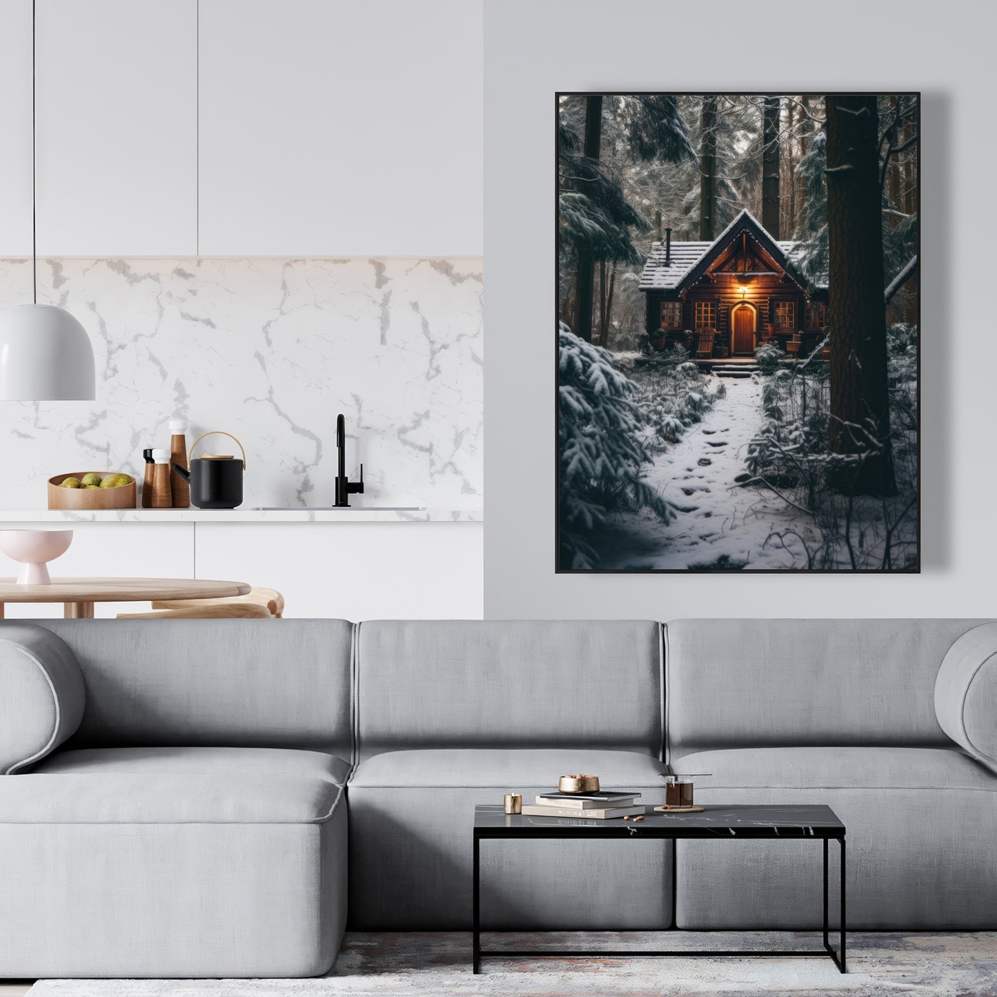 The lone cabin - 36"x36" Framed canvas