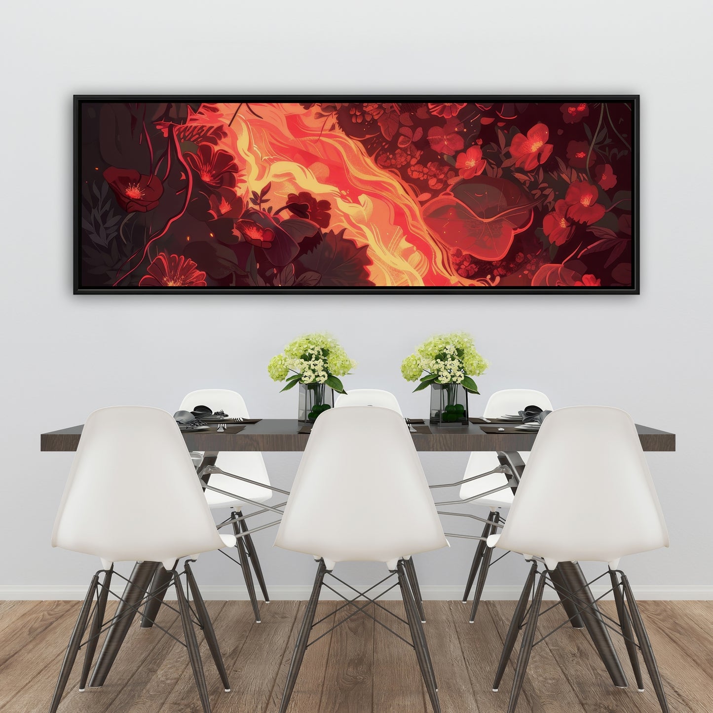Seering Flowerbed - Red Framed Canvas Home Decor Art