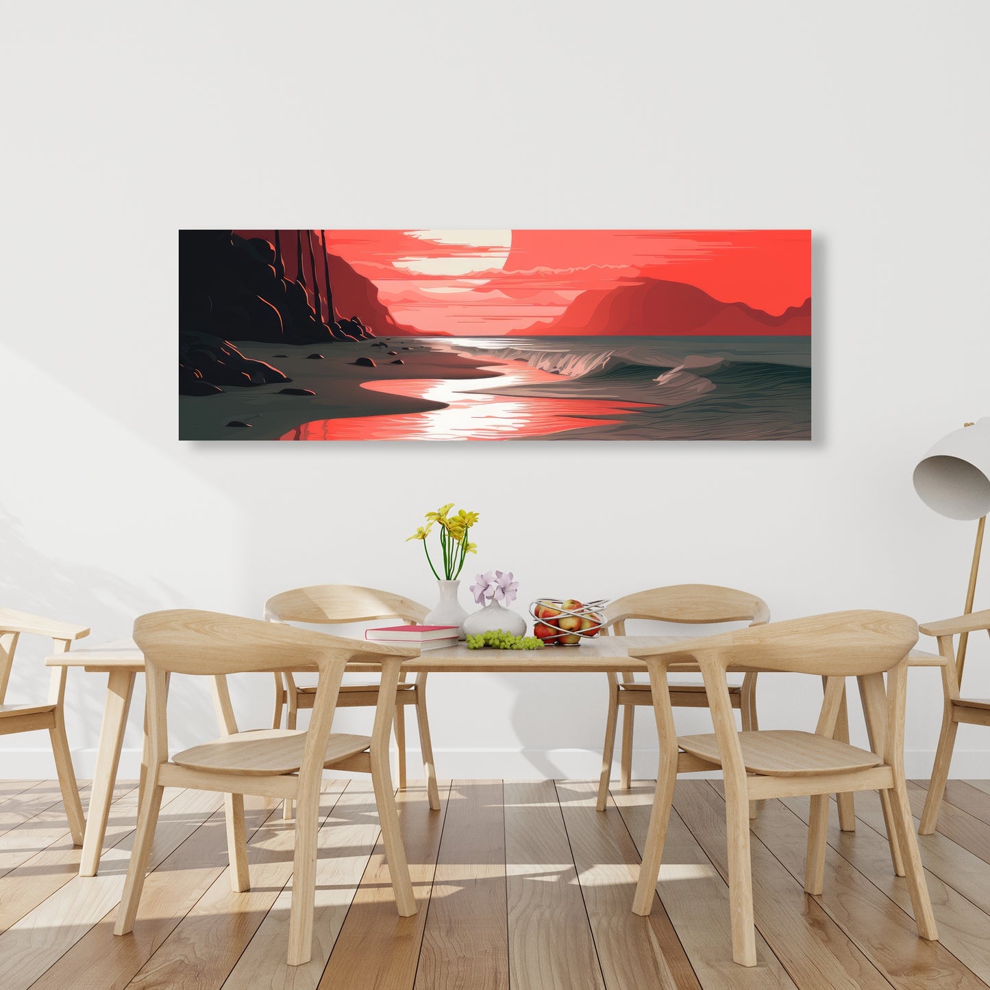 Blood Sun - Gray Canvas Art for Modern Home Decor