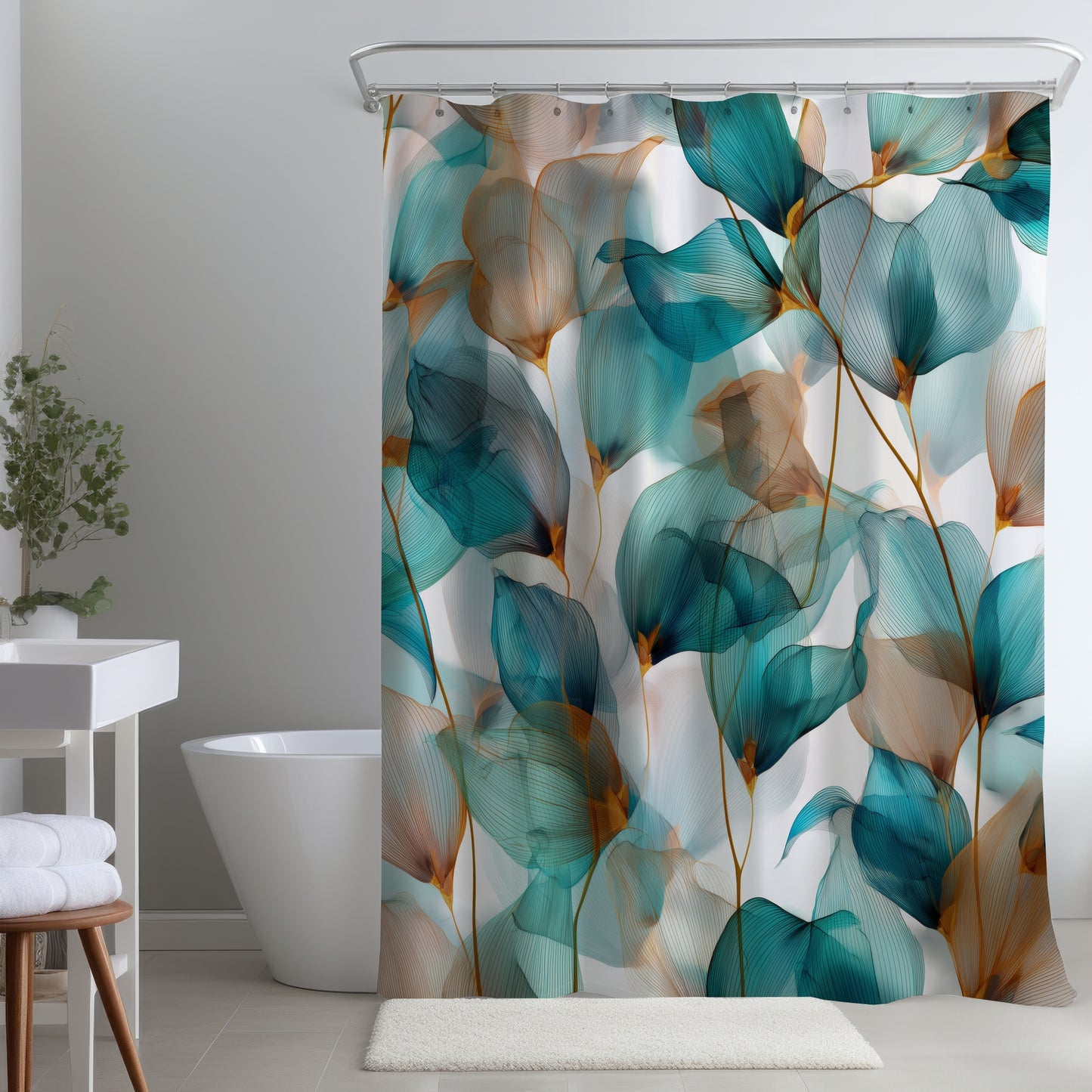 Teal and brown - Shower Curtain