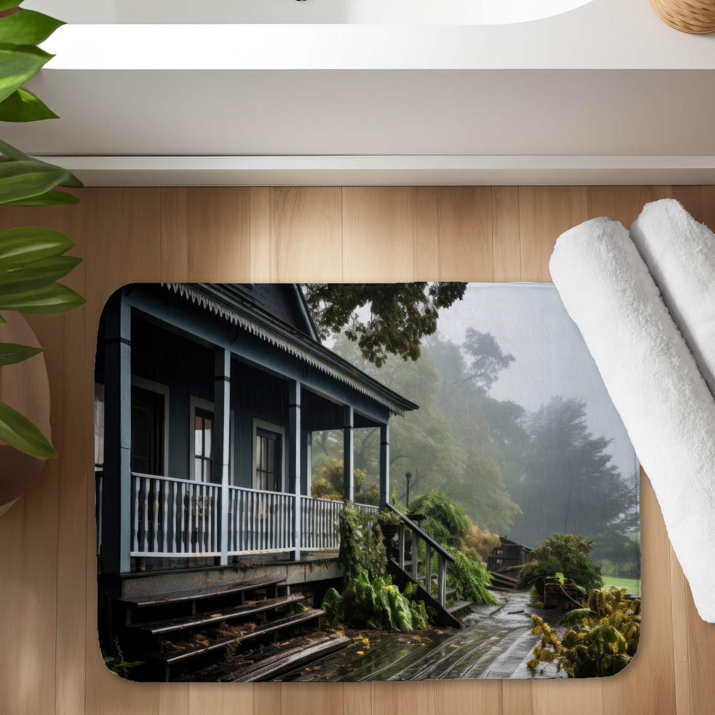 Rainy porch - 17"x24" Bath mat