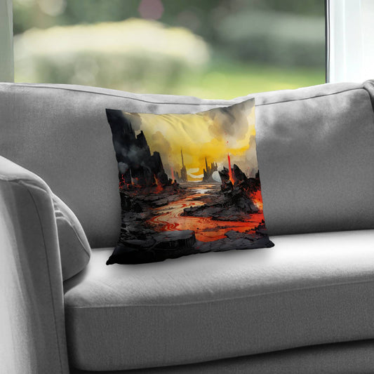 Charred Yellow Poly Twill Throw Pillow - Home Decor Insert