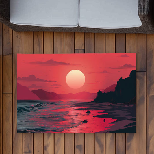 Red sky Outdoor Area Rug - Stylish Red Home Decor Accent