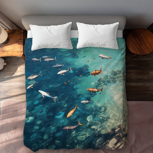 Swim ahead White Duvet Cover - Elegant Home Decor | Cozy Style
