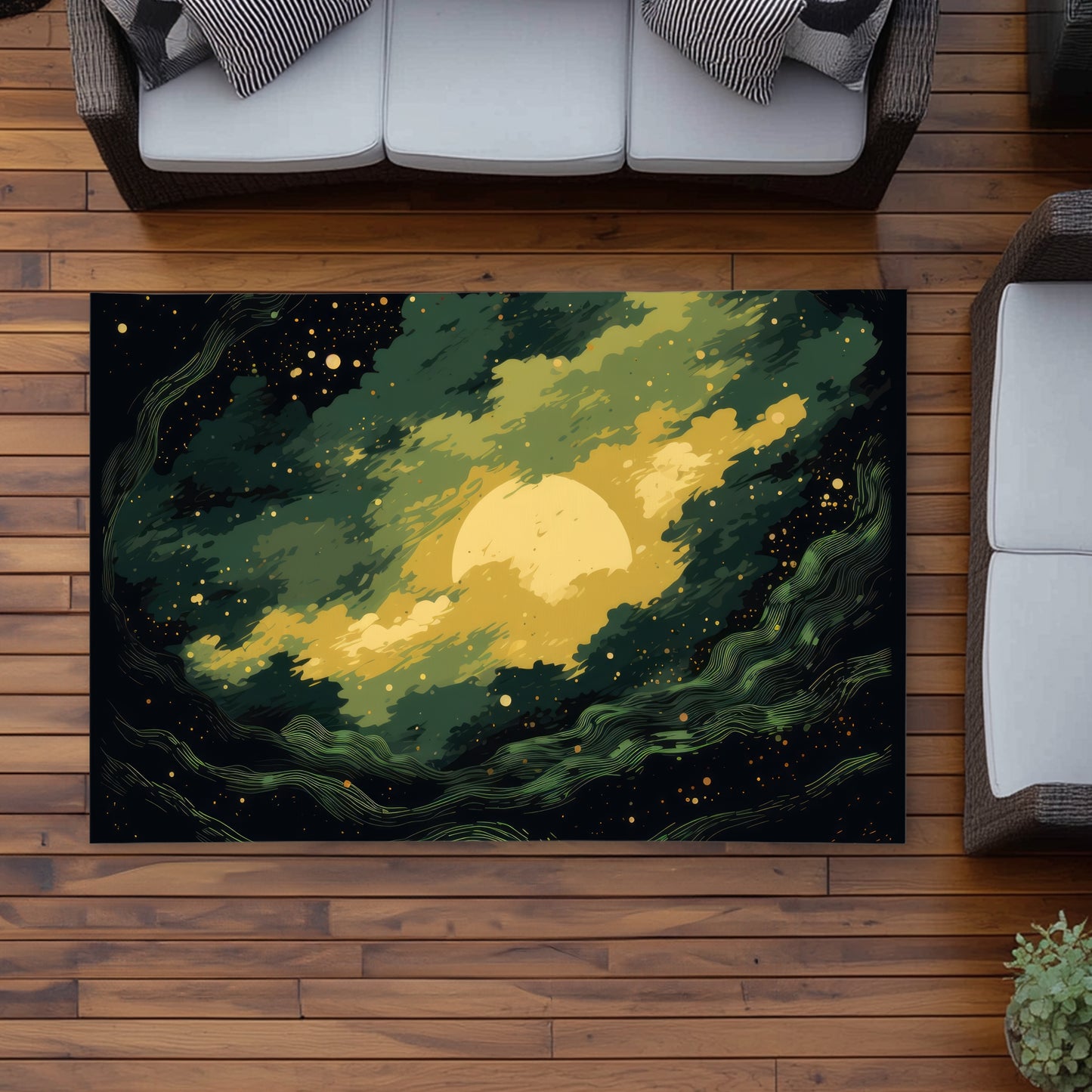 Cloudy Star Black Outdoor Area Rug | Stylish Home Decor