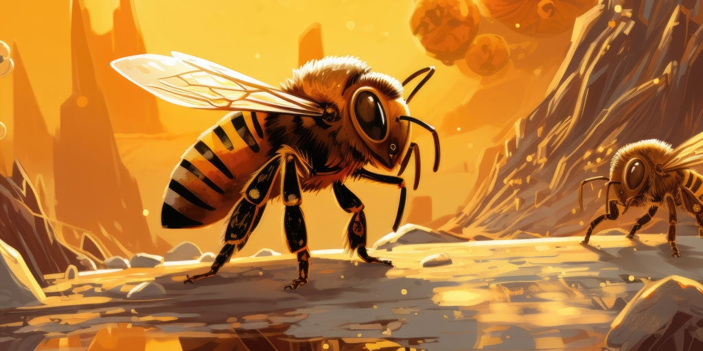 Bee world - Framed Canvas - Print on demand