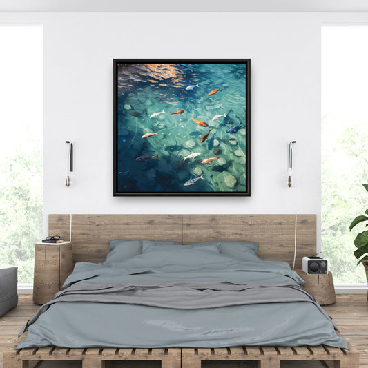 Caustic fish - 36"x36" Framed canvas