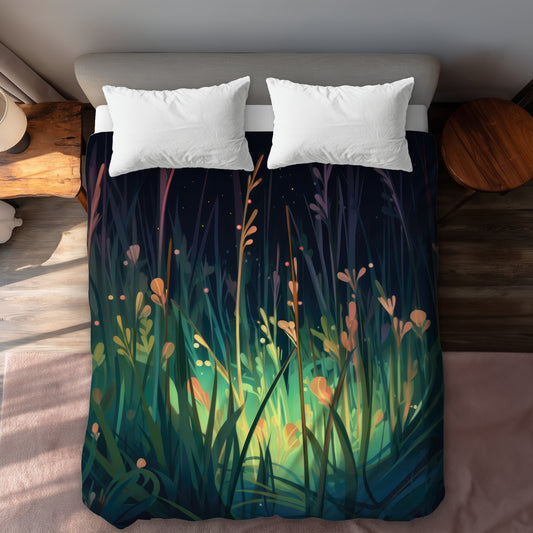 Between Twigs Green Duvet Cover - Eco-Friendly Home Decor