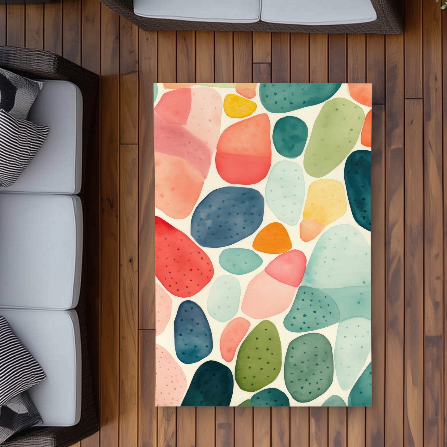Seedy shapes Turquoise Outdoor Area Rug for Home Decor