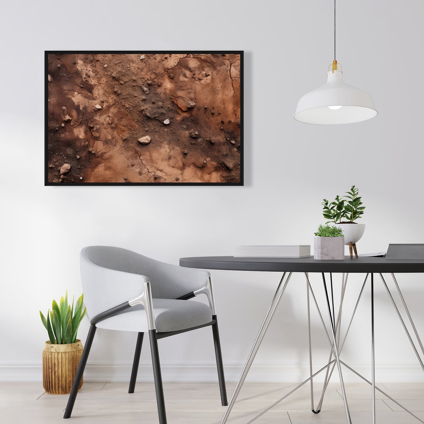 Mud and Stones | Brown Framed Canvas Home Decor Art