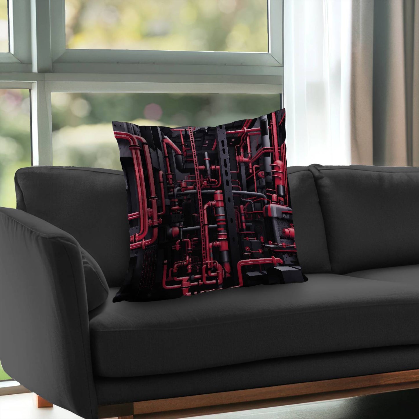 Machinery Black Poly Twill Throw Pillow Insert for Home Decor