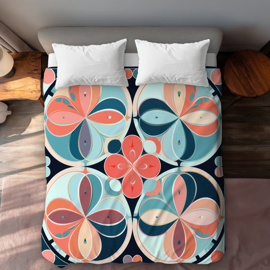 Housse de couette corail mandala pastel | Essentiels de décoration
