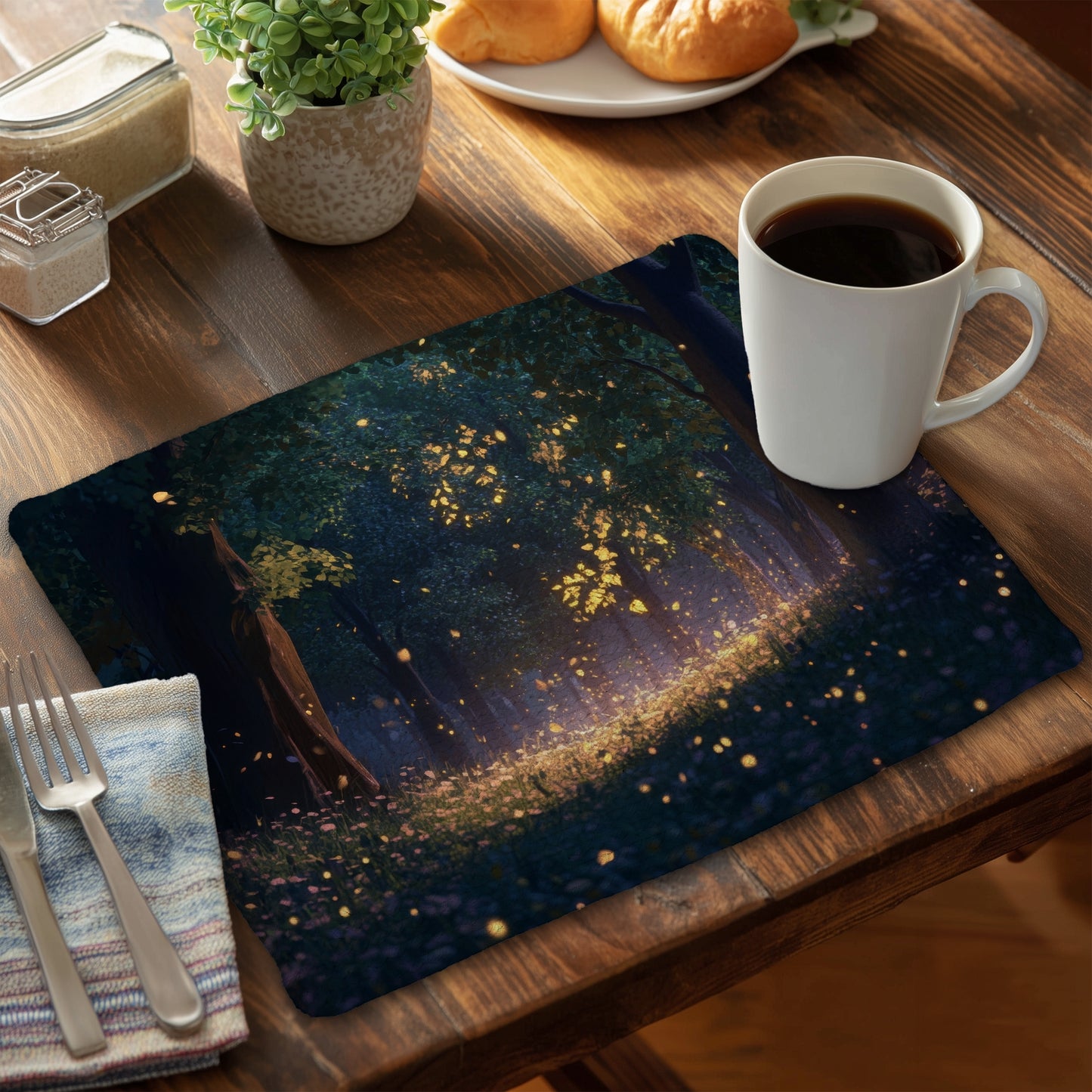 Glowing leaves - 14"x18" Braided Polyester Placemat