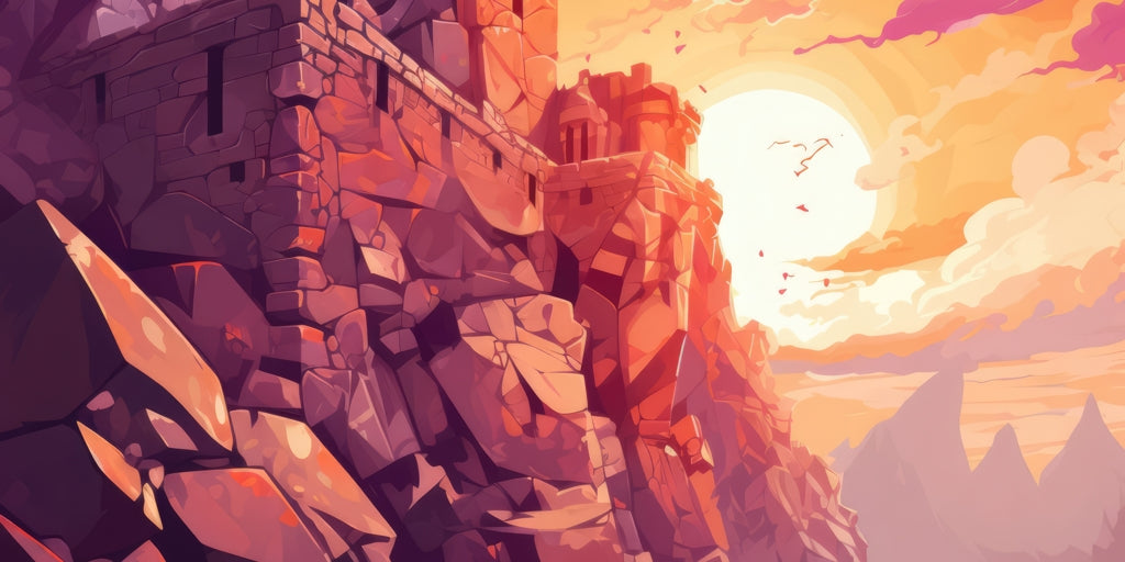 The setting rampart - Framed Canvas - Print on demand