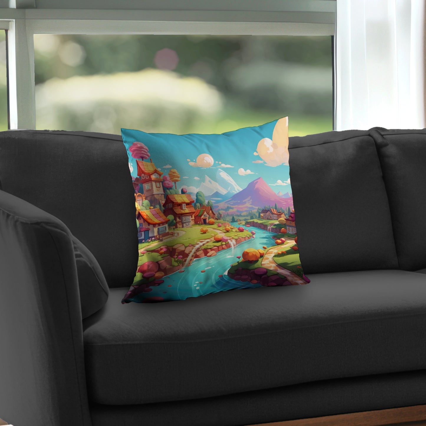 Sweet town Green Poly Twill Throw Pillow Insert for Home Decor