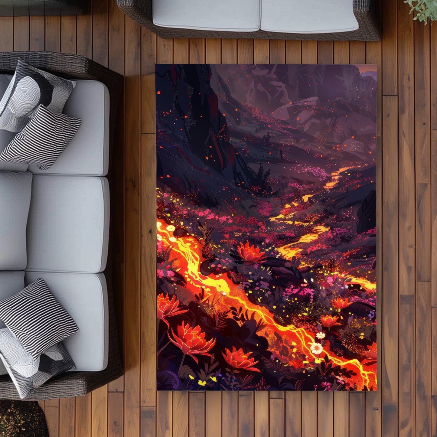 Bloom and Eruption - Yellow Outdoor Area Rug for Home Decor