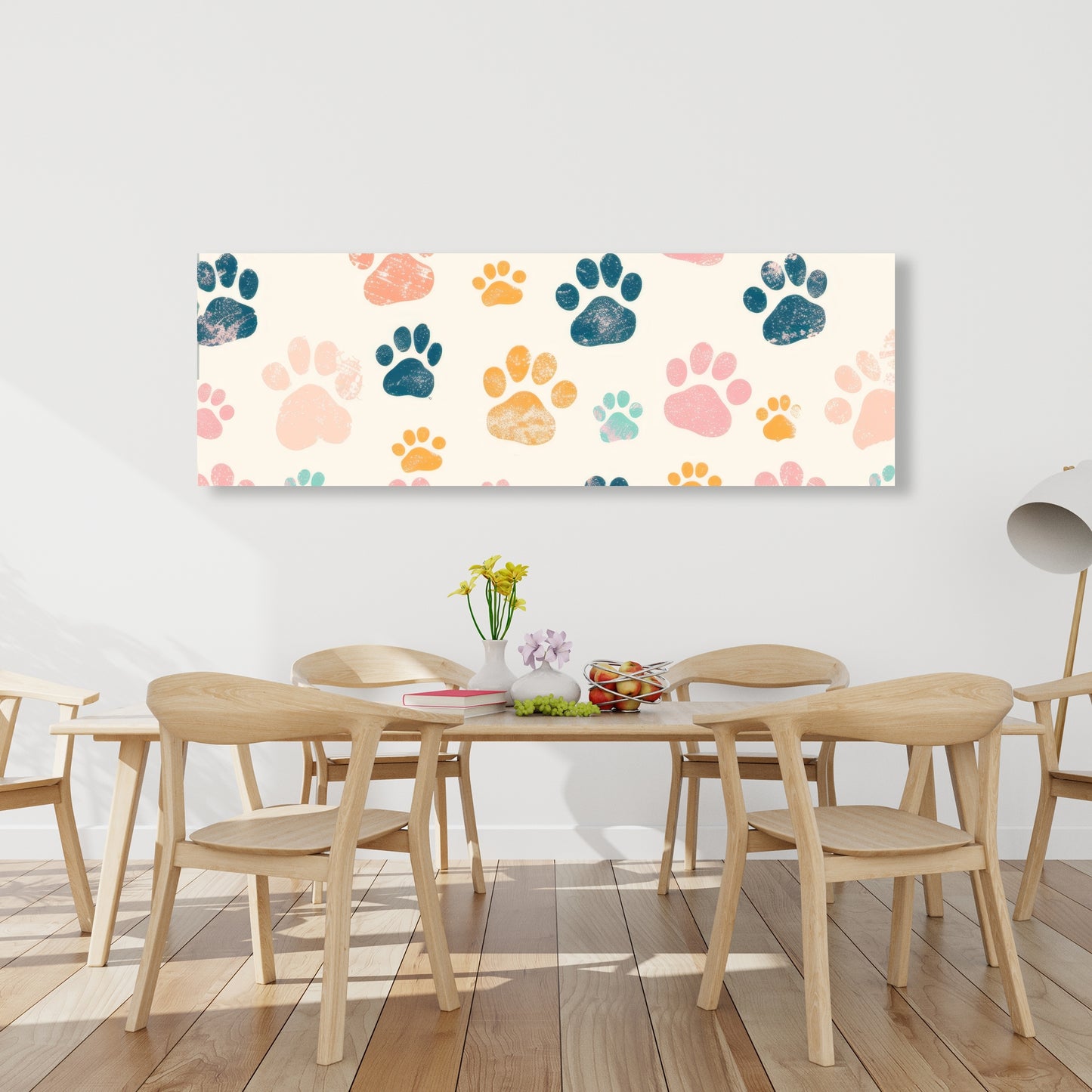 Cute Paws - Blue Canvas Wall Art for Home Decor