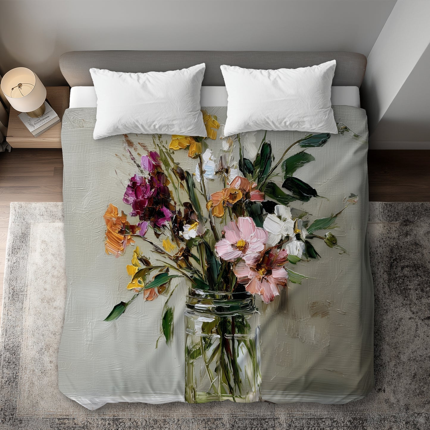 Still Life Green Duvet Cover - Elegant Home Decor Accent