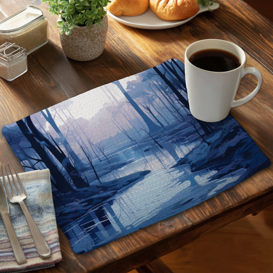 Cold and Muddy Blue Braided Polyester Placemat | Home Decor