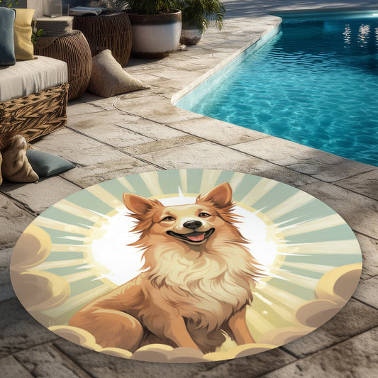 Who's a good boy - Beige Round Outdoor Area Rug for Decor