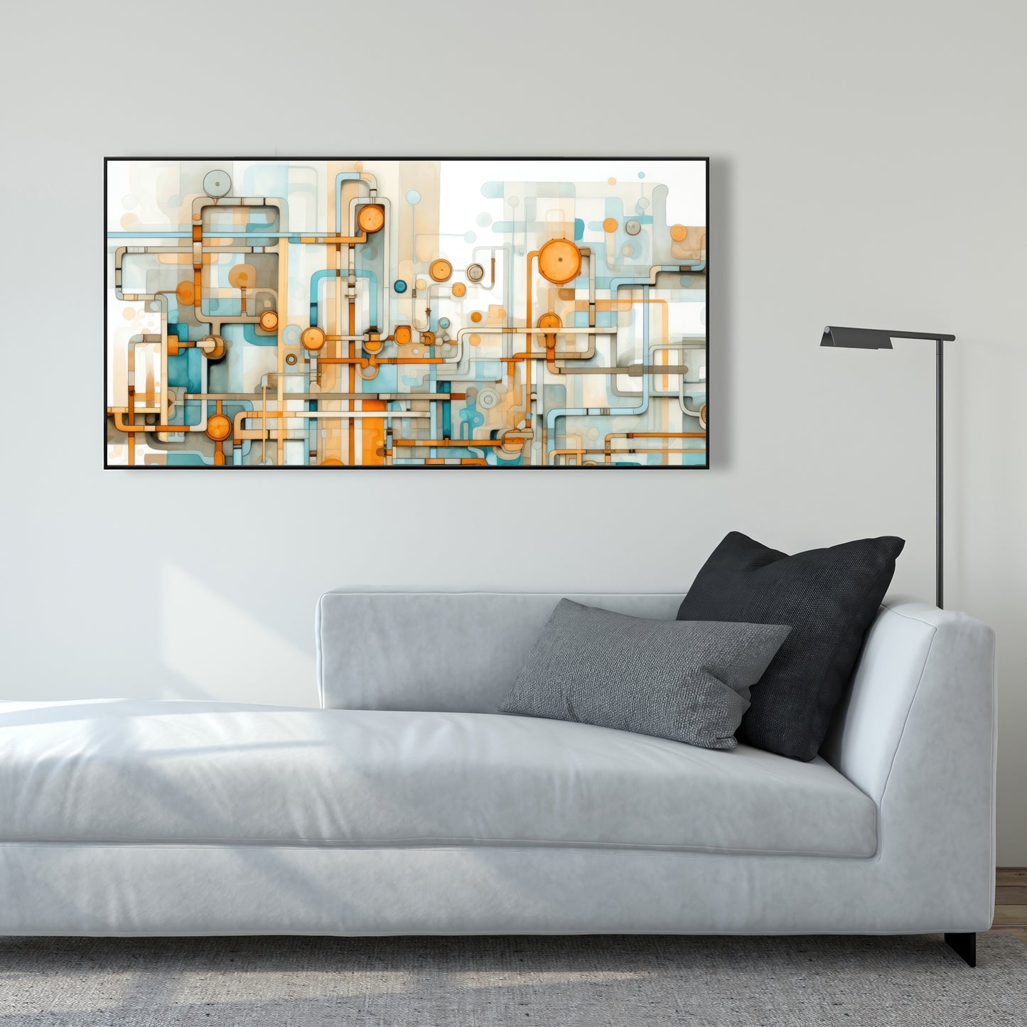 Like clockwork - Orange Framed Canvas for Home Decor