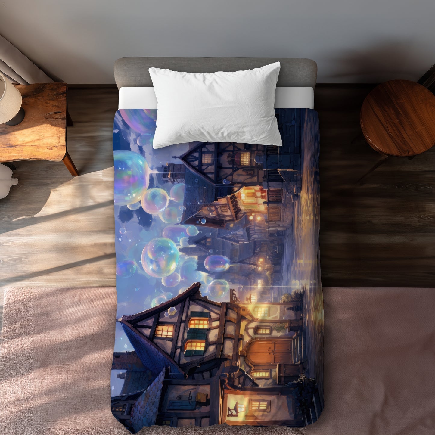 Bloopy town - 88"x88" Duvet Cover