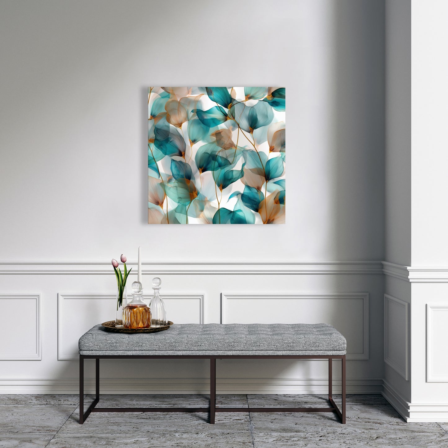 Teal and brown - 32"x32" Canvas