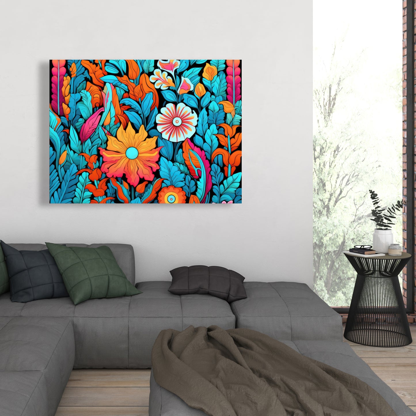 Floral Hues - Orange Canvas Art for Home Decor | Vibrant Design