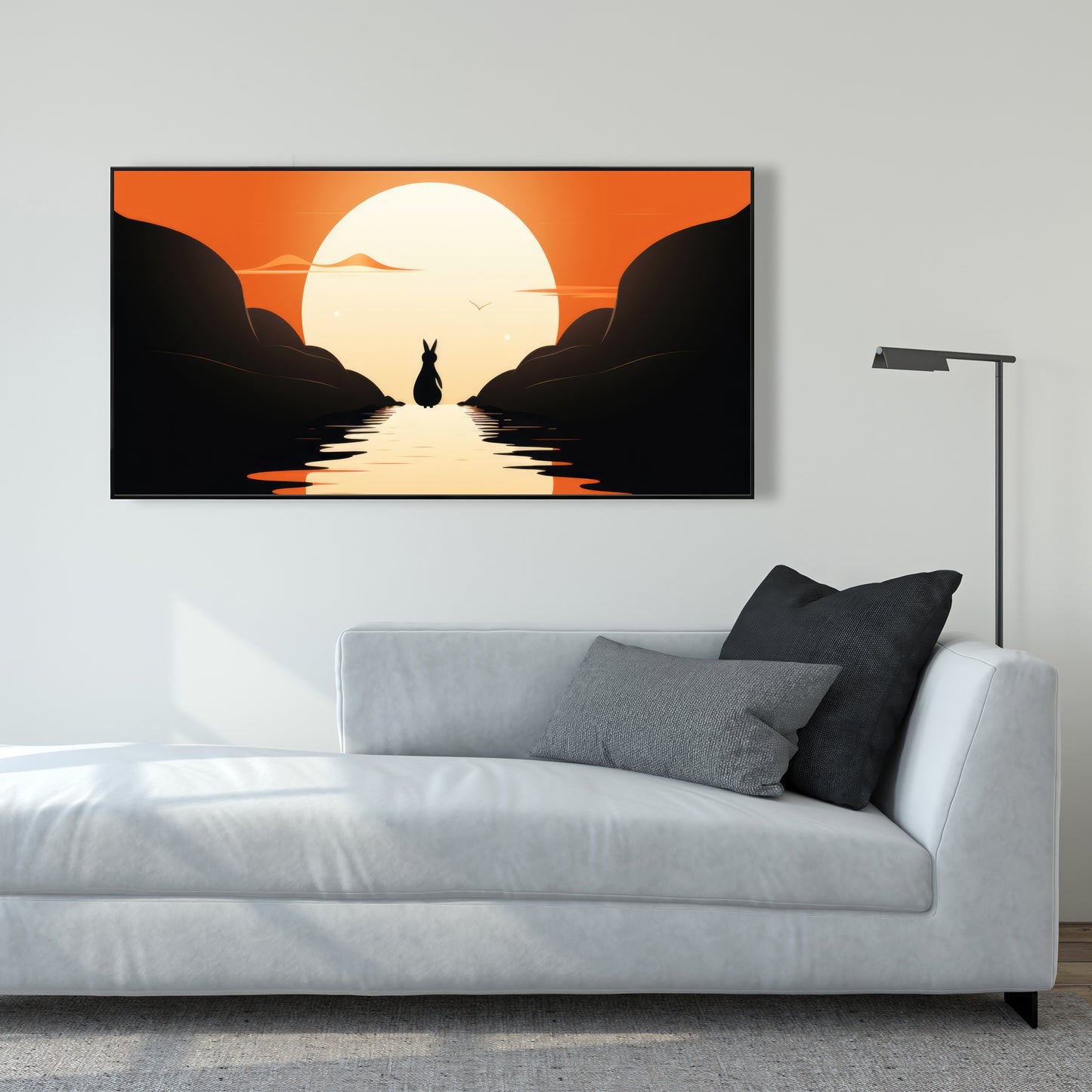 Running away - Orange Framed Canvas for Home Decor