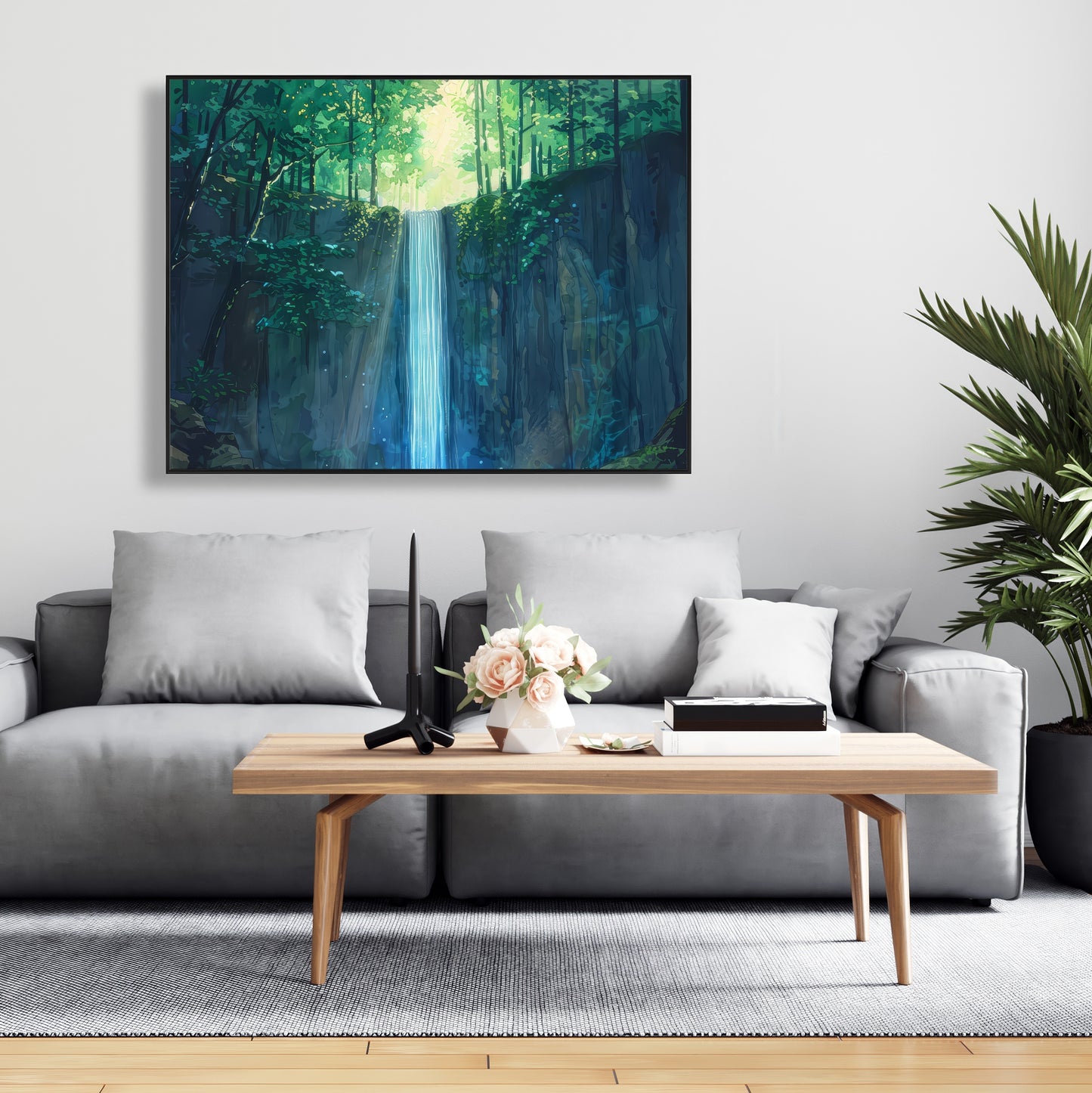Waterfall - Framed Canvas - Print on demand