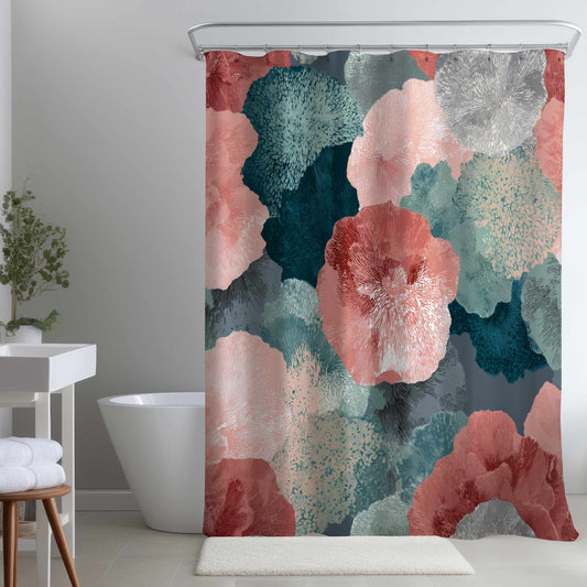 Rideau de douche Fleurs de corail murmurantes - Décoration intérieure élégante