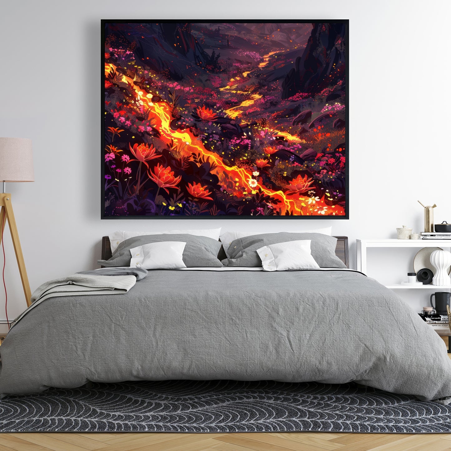 Bloom and eruption - Framed Canvas - Print on demand
