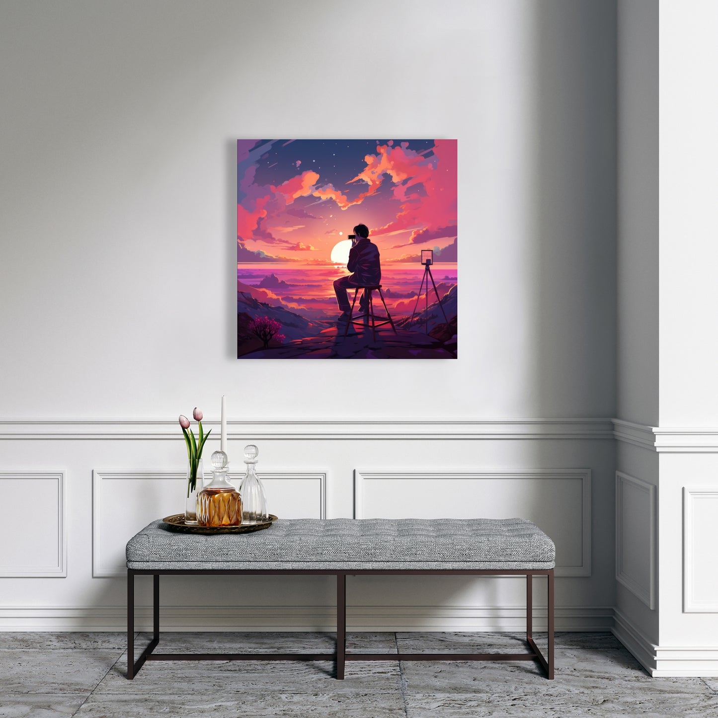 The Observer - Pink Canvas Art for Home Decor | Stylish Accent