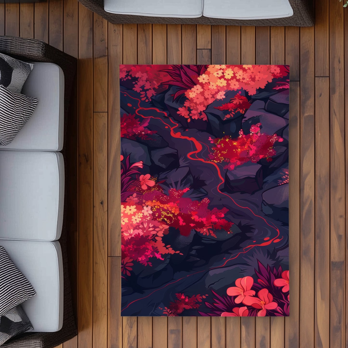 Burning Plants Purple Outdoor Area Rug | Home Decor Essentials