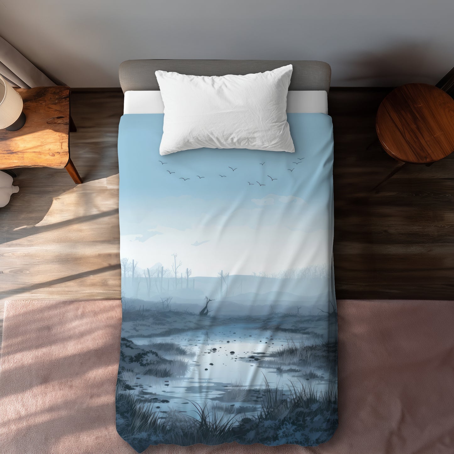 Swampy Lands White Duvet Cover | Elegant Home Decor Accent